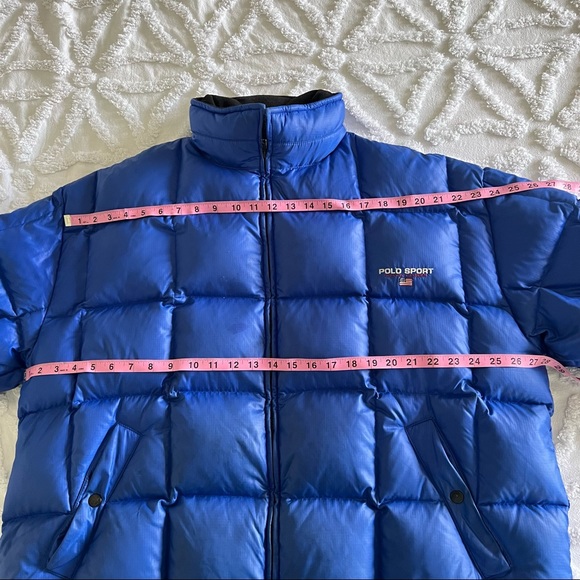 VINTAGE 90's POLO Sport RALPH LAUREN Ocean Blue Quilted Down Puffer Puffer Jacke - Picture 9 of 16